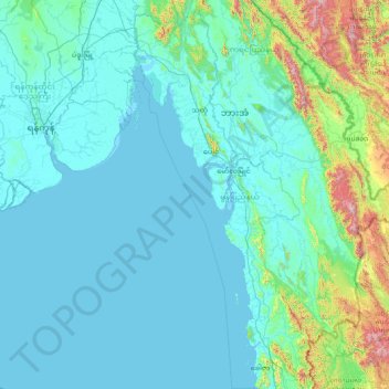 Mon State topographic map, elevation, terrain