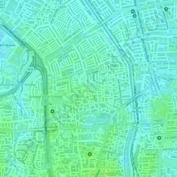 Kota Bambu Utara topographic map, elevation, terrain