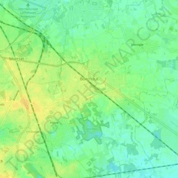 Boechout topographic map, elevation, terrain