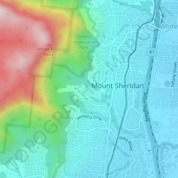 Mount Sheridan topographic map, elevation, terrain