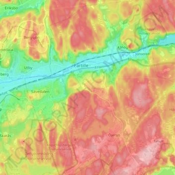 Partille kommun topographic map, elevation, terrain