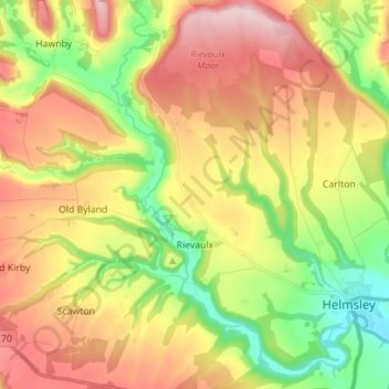 Rievaulx topographic map, elevation, terrain