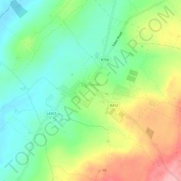 Dunlavin topographic map, elevation, terrain