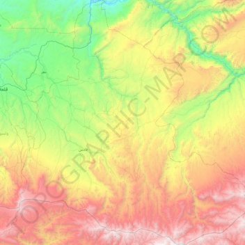 Qadis topographic map, elevation, terrain