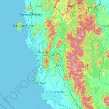 Perak topographic map, elevation, terrain