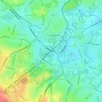 St Helens topographic map, elevation, terrain