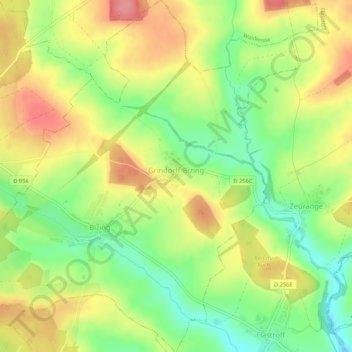 Grindorff-Bizing topographic map, elevation, terrain