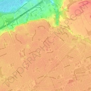 Fallingbrook topographic map, elevation, terrain