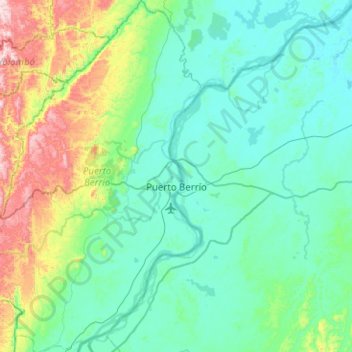 Puerto Berrío topographic map, elevation, terrain