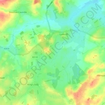 Lydlinch topographic map, elevation, terrain