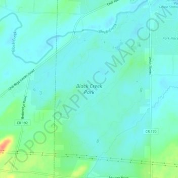 Black Creek Park topographic map, elevation, terrain