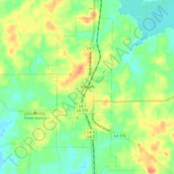 Vivian topographic map, elevation, terrain