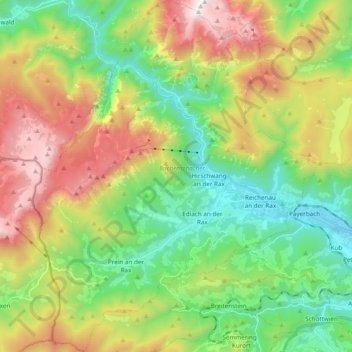 Reichenau an der Rax topographic map, elevation, terrain