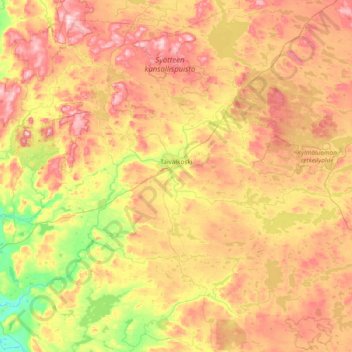 Taivalkoski topographic map, elevation, terrain