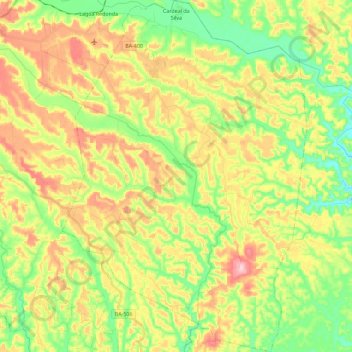 Cardeal da Silva topographic map, elevation, terrain