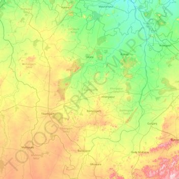 Tikamgarh topographic map, elevation, terrain