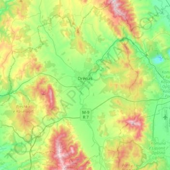 Municipality of Drenas / Glogovac topographic map, elevation, terrain