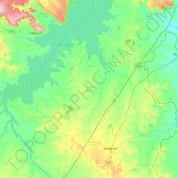 Garoth Tahsil topographic map, elevation, terrain