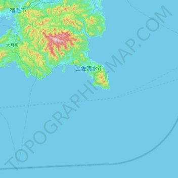 Tosashimizu topographic map, elevation, terrain