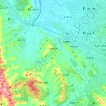 Kashar topographic map, elevation, terrain