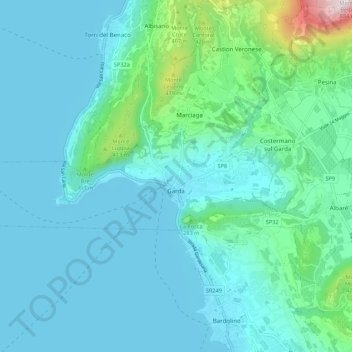 Garda topographic map, elevation, terrain
