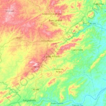 João Alfredo topographic map, elevation, terrain