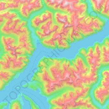 Toba Inlet topographic map, elevation, terrain