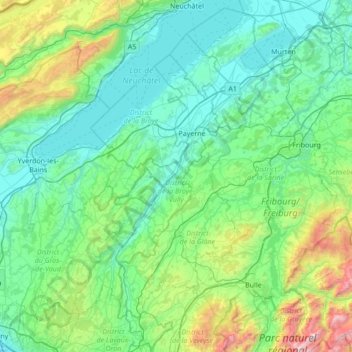 La Broye topographic map, elevation, terrain