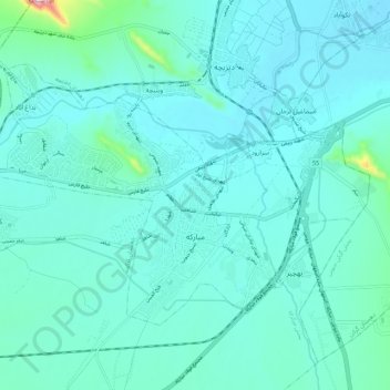 Mobarakeh topographic map, elevation, terrain