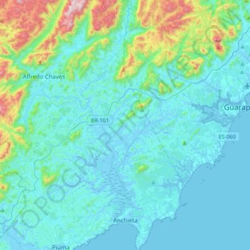 Anchieta topographic map, elevation, terrain
