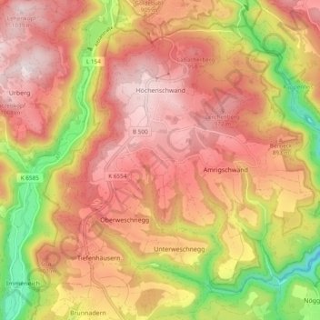 Höchenschwand topographic map, elevation, terrain