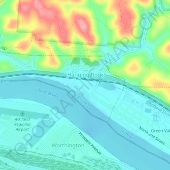 Hanging Rock topographic map, elevation, terrain