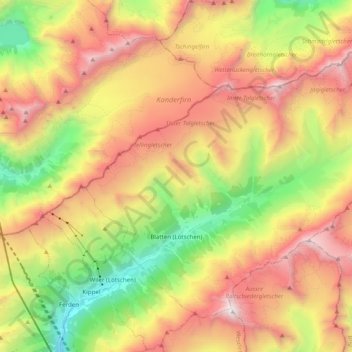 Blatten topographic map, elevation, terrain