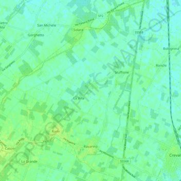 Ravarino topographic map, elevation, terrain