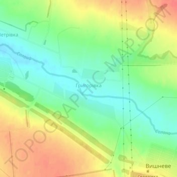 Hryhorivka topographic map, elevation, terrain