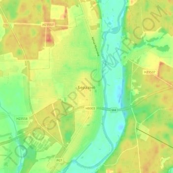 Березино topographic map, elevation, terrain