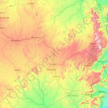Makoni topographic map, elevation, terrain
