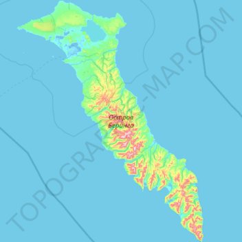 Isla de Bering topographic map, elevation, terrain