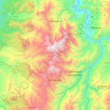 La Llanada topographic map, elevation, terrain