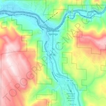 Glenwood Springs topographic map, elevation, terrain