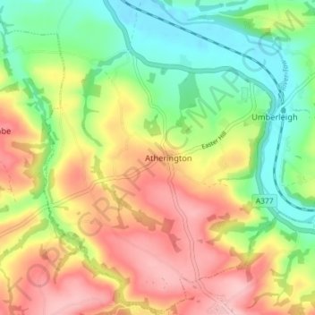 Atherington topographic map, elevation, terrain