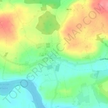 Coachford topographic map, elevation, terrain