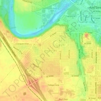 West Park topographic map, elevation, terrain