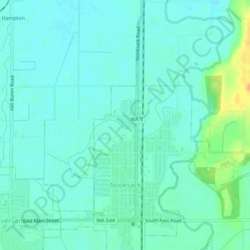 Nooksack topographic map, elevation, terrain