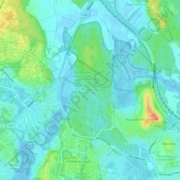 Mustavuori topographic map, elevation, terrain