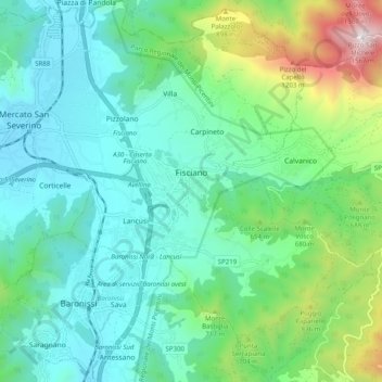 Fisciano topographic map, elevation, terrain