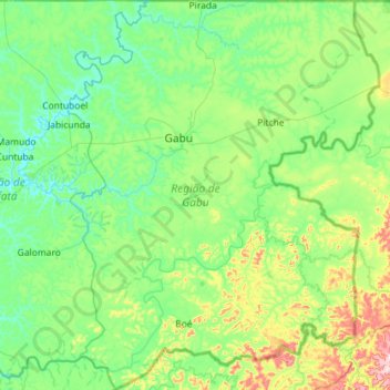 Gabu Region topographic map, elevation, terrain