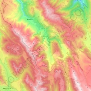 Scanno topographic map, elevation, terrain