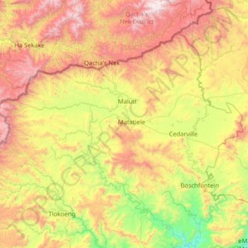 Matatiele Local Municipality topographic map, elevation, terrain