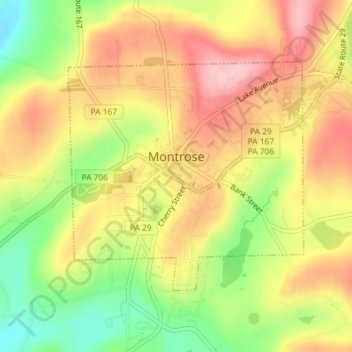 Montrose topographic map, elevation, terrain